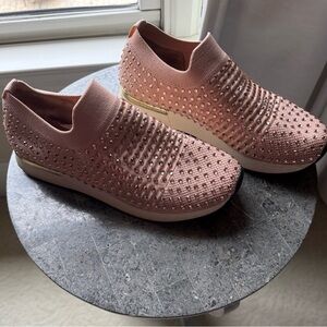 Kenneth Cole Reaction Cameron-Pink Rhinestone Studded Slip-On Sneakers